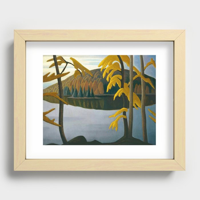 Golden Autumn, Northern Lake foliage autumnal landscape painting by Lawren Harris Recessed Framed Print