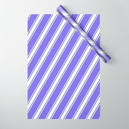 [ Thumbnail: Medium Slate Blue & Mint Cream Colored Lined Pattern Wrapping Paper ]
