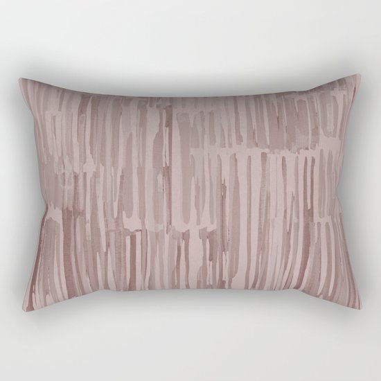 Simply Bamboo Brushstroke Red Earth on Clay Pink Rectangular Pillow