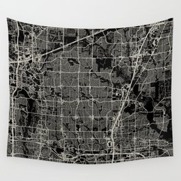 USA PLANO City Map - Black and White Wall Tapestry