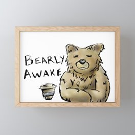 Bearly Awake Funny Pun Framed Mini Art Print
