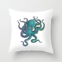Green Octopus  Throw Pillow
