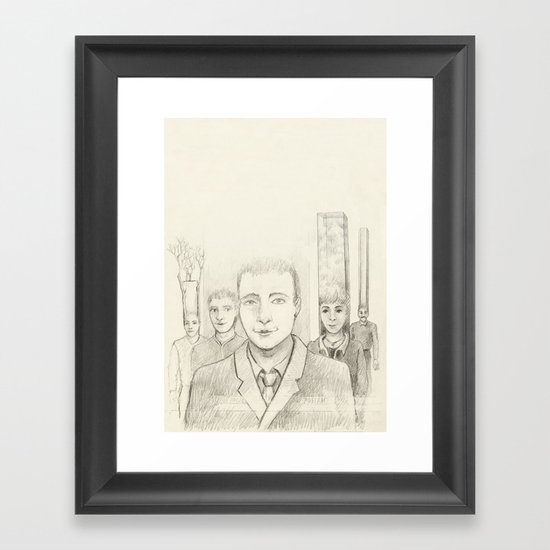 Cubic heads Framed Art Print