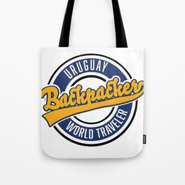 Uruguay backpacker world traveler retro logo. Tote Bag