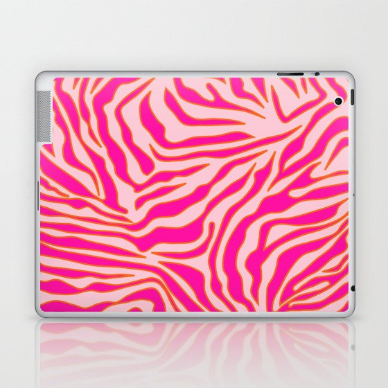Zebra Print Pink And Orange Zebra Stripes Wild Animal Print Preppy Decor Modern Zebra Pattern Laptop & iPad Skin