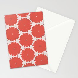 Red Stars of Christmas Pattern Geometric Abstract Stationery Cards