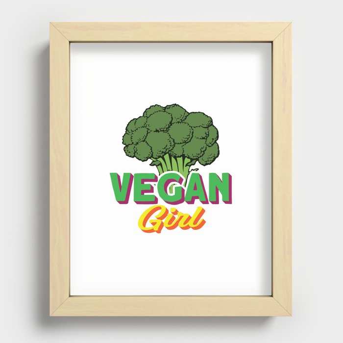 Vegan Girl Brokkoli Recessed Framed Print