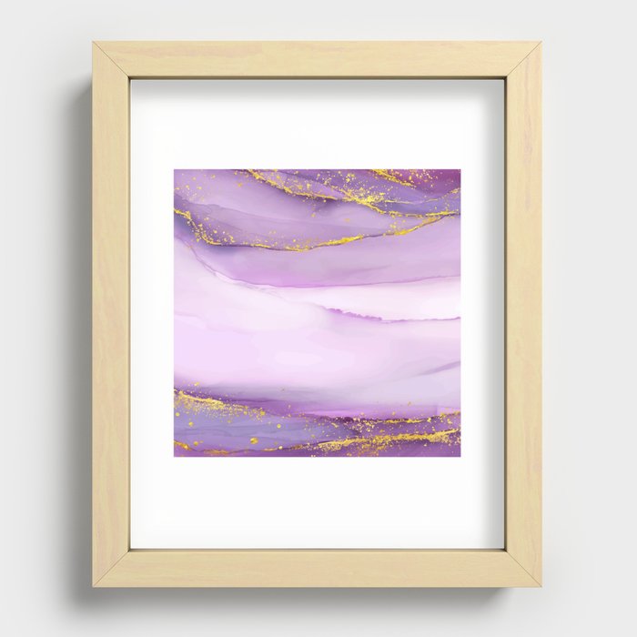 Marble Golden Purple Modern Collection Recessed Framed Print