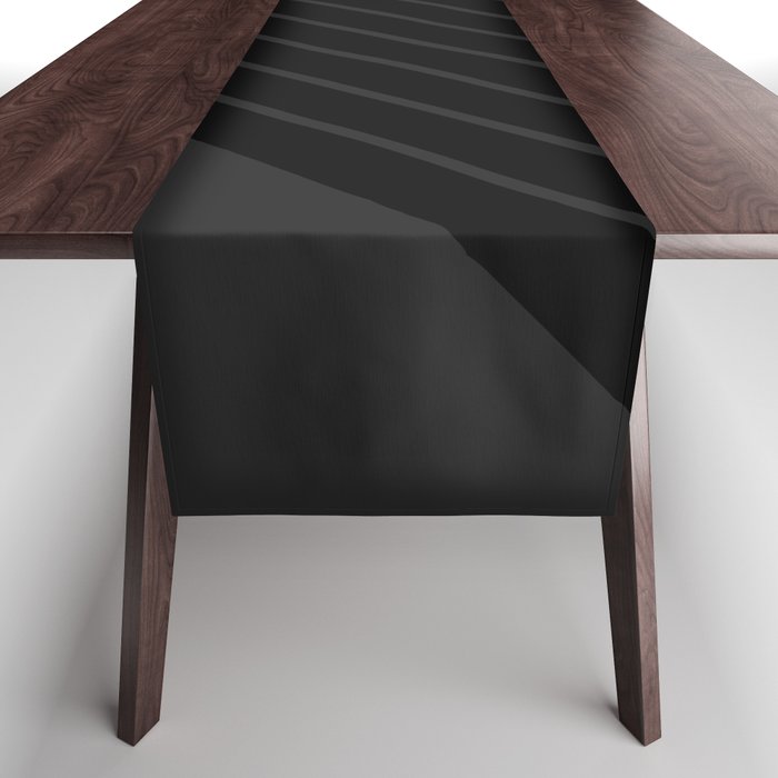 Black on Dark Grey Minimal Abstract Classic Retro Stripes Table Runner