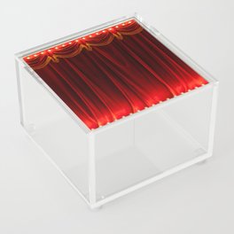 Theater red curtain and neon lamp around border Acrylic Box