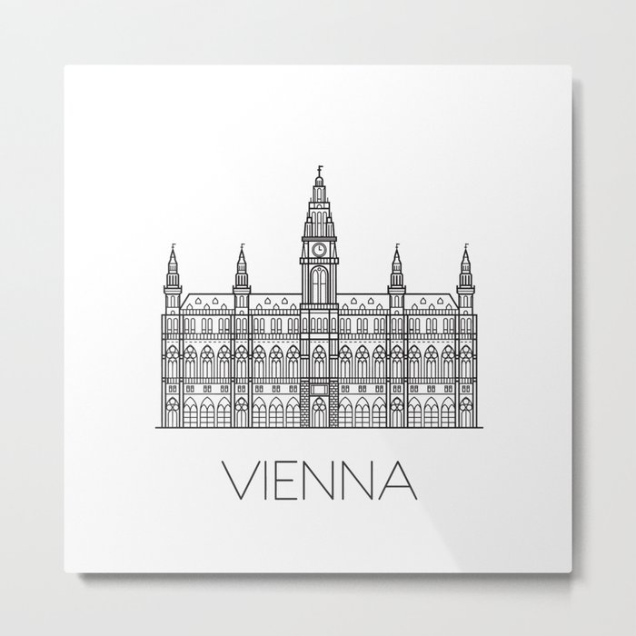 Town Hall Vienna Austria Black and White Metal Print