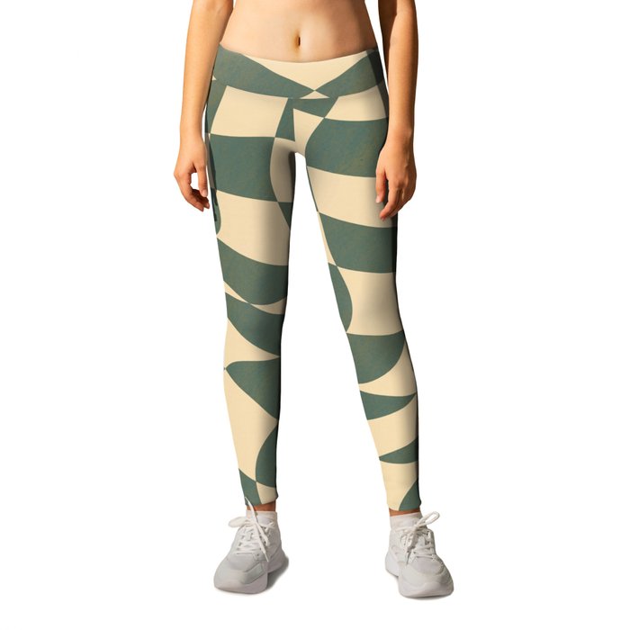 Sage and ochre warp checked Leggings