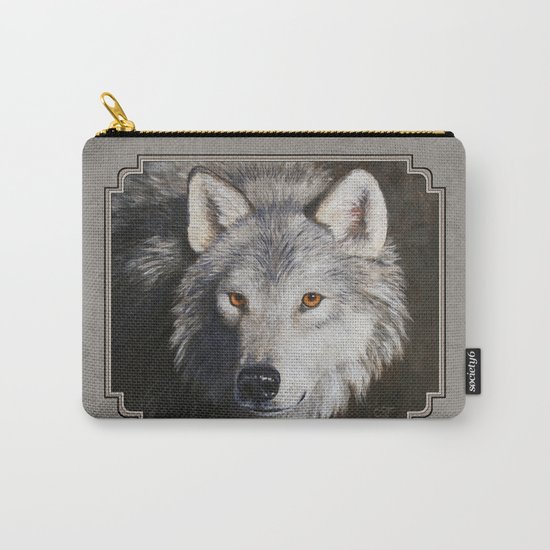 Gray Wolf Face Carry-All Pouch