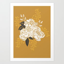 Glam Florals - Gold Art Print