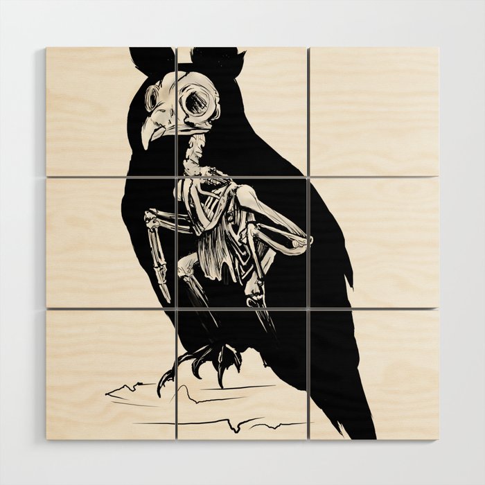 Owl Skeleton Shadow Outline Outdoor Hunting Design Rustic Wood Wall Art