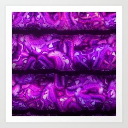 Purple Glitch Stripes Art Print