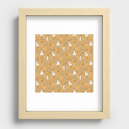Christmas Pattern Yellow Retro Tree Candy Recessed Framed Print