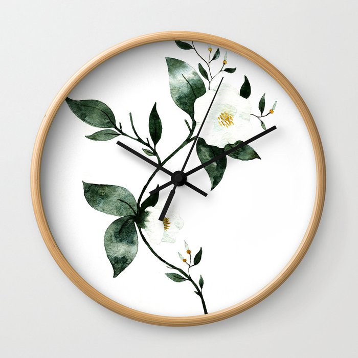 White Florals #1 Wall Clock