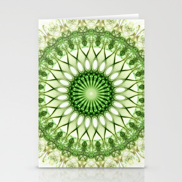 Glowing green mandala Stationery Cards
