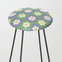 Checkered Daisy in Purple and Green Counter Stool