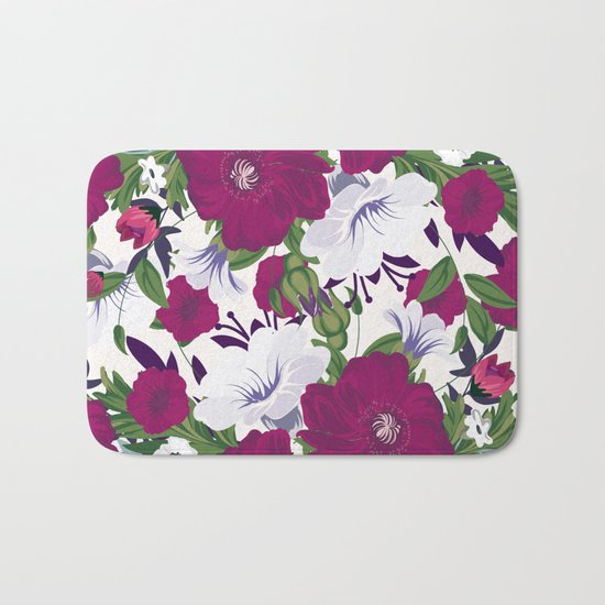 Purple Spring Flowers Bath Mat