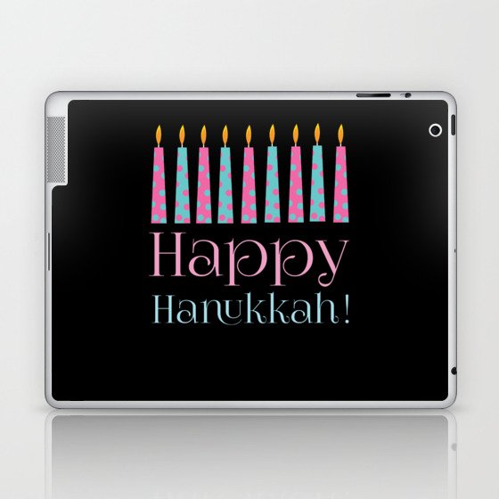 Happy Hanukkah Candles Menorah Jew Jewish Laptop & iPad Skin