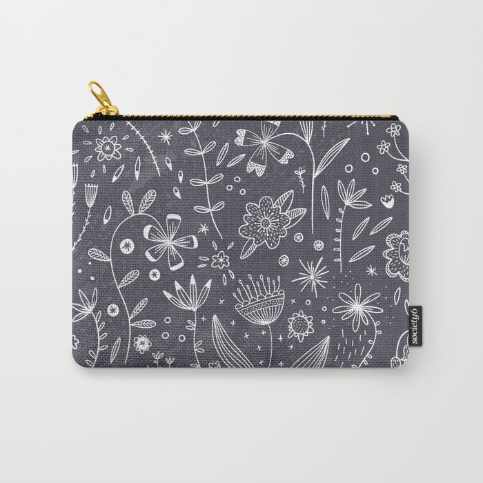 Chalkboard Flowers Carry-All Pouch