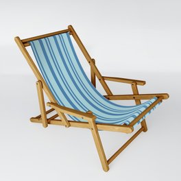[ Thumbnail: Blue and Powder Blue Colored Striped Pattern Sling Chair ]
