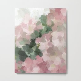 Blurry Bouquet - Forest Green Fuchsia Blush Dark Pink Abstract Flower Nature Painting Art Print Metal Print | Painting, Roses, Nature, Romantic, Landscape, Oil, Pink, Spring, Fuchsia, Magenta 