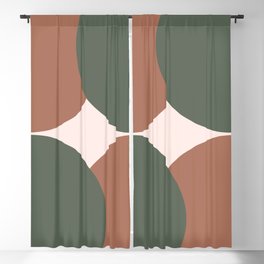 Terracotta Brown and Green Arches Blackout Curtain