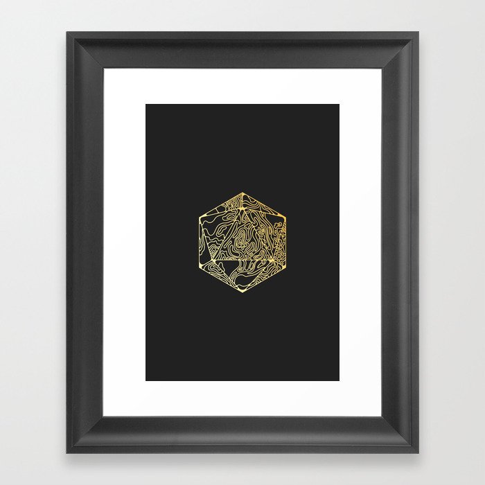 Gold Icosahedron Framed Art Print