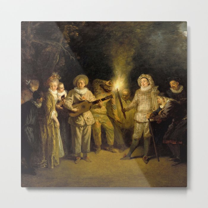Antoine Watteau "The Italian Comedy" Metal Print