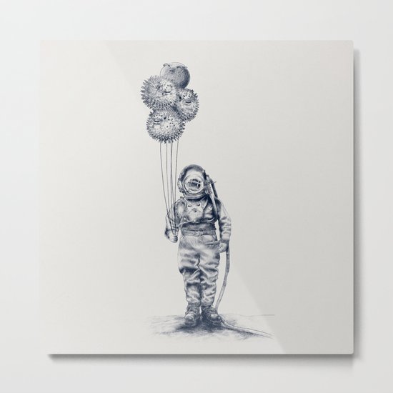 Balloon Fish - monochrome option Metal Print