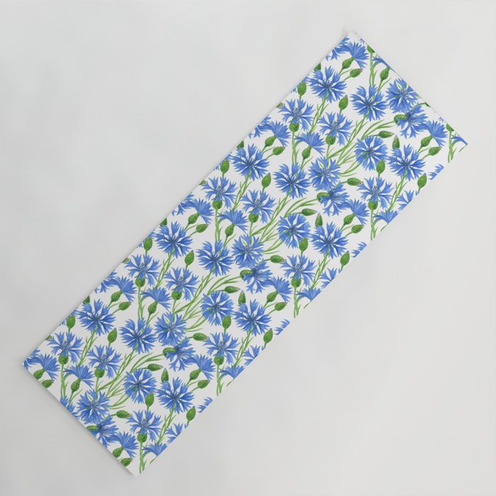 Watercolor cornflower pattern Yoga Mat