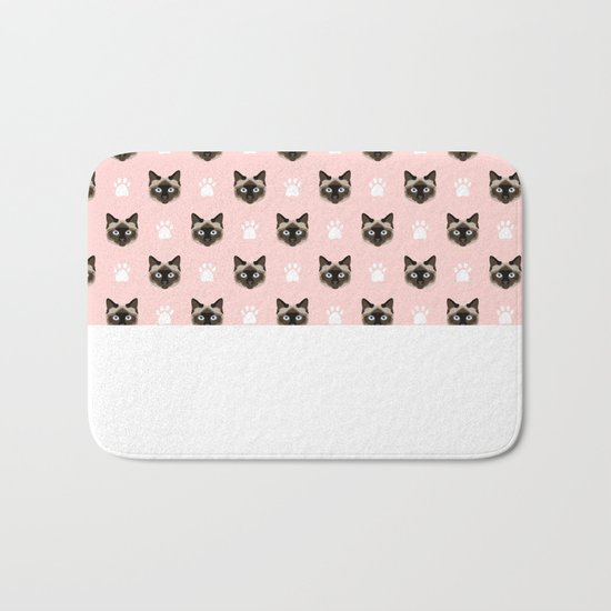 Siamese Cat cute cat paw print pink pastel kids fur baby pet portrait siamese cat owner must have Bath Mat