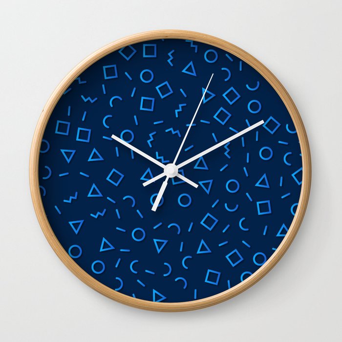 Blue & Black Color Geometric Pattern Wall Clock