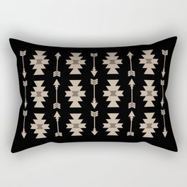 Southwestern Arrow Pattern 233 Black and Beige Rectangular Pillow