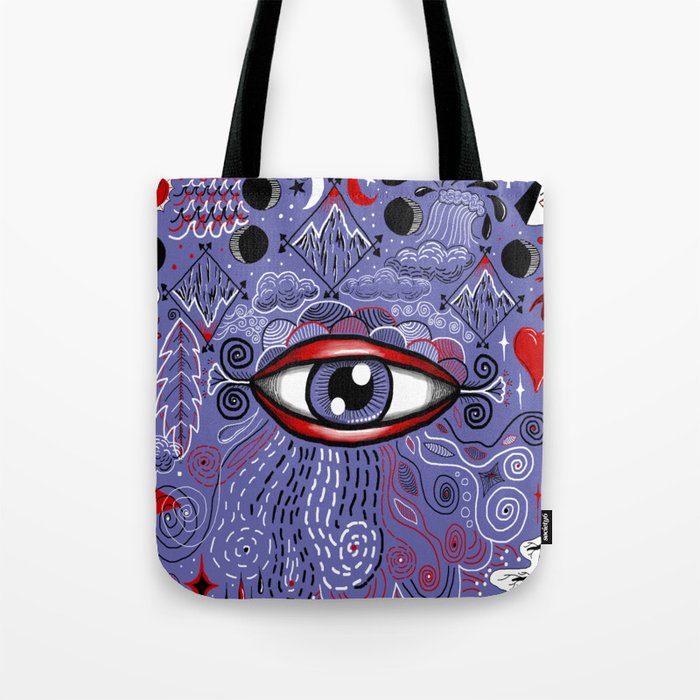 The all-seeing eye!  Very Peri periwinkle Tote Bag