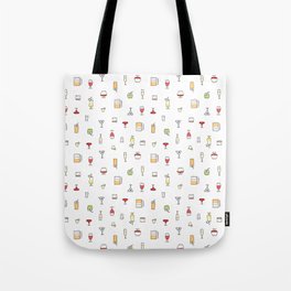 Alcoholic Drinks Illustrations on White Tote Bag