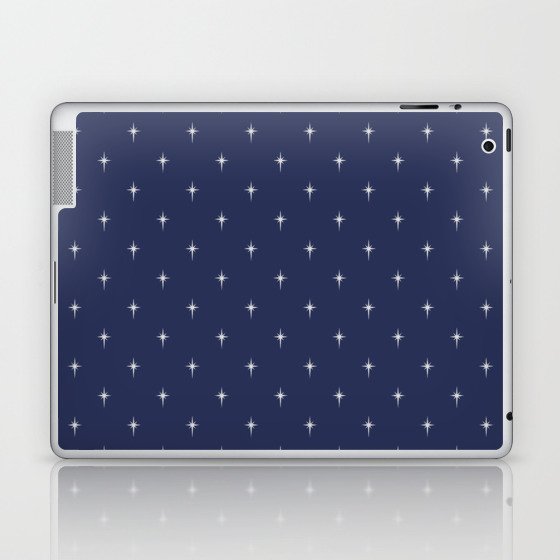 Small Christmas Faux Silver Foil Star in Midnight Blue Laptop & iPad Skin