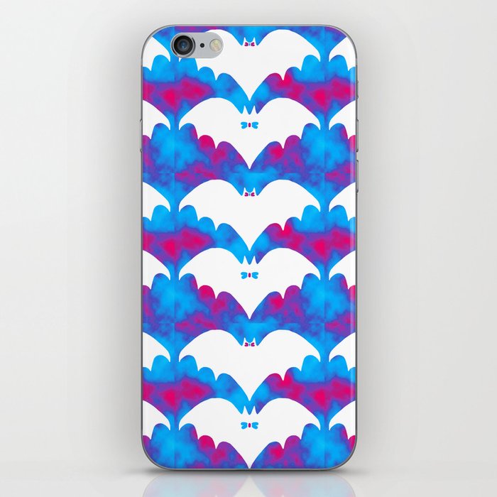 White Bats And Bows Blue Pink iPhone Skin