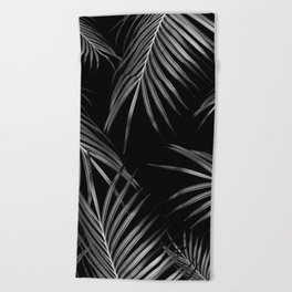 Silver Gray Black Palm Leaves Dream #1 #tropical #decor #art #society6 Beach Towel