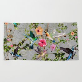 Granny's Harmonious Hummingbirds And Hibiscus Beach Towel