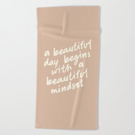 A BEAUTIFUL DAY BEGINS WITH A BEAUTIFUL MINDSET vintage sand and white Beach Towel