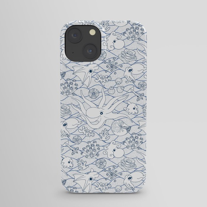 Cephalopods: White and Blue iPhone Case