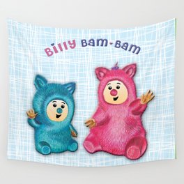 Baby TV Billy Bam Bam with vintage blue background Wall Tapestry