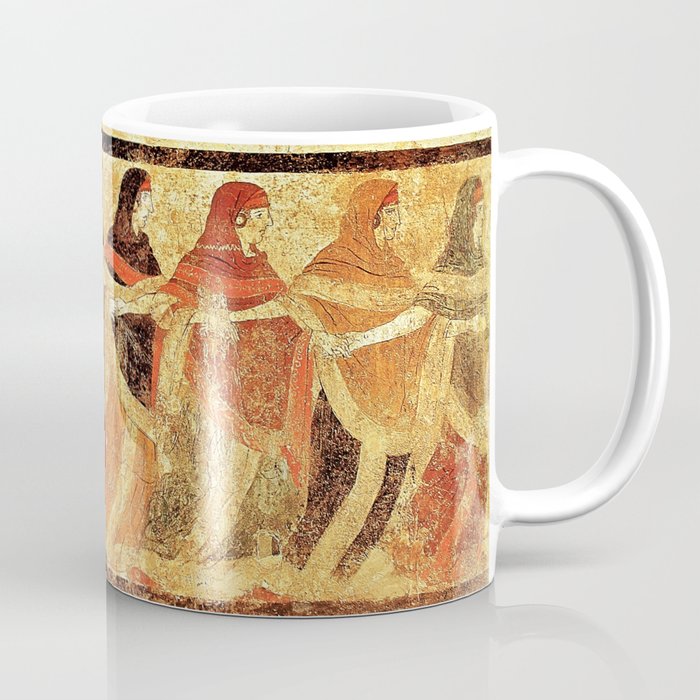 Colorful Dancing Women Group Girl Power Ancient Fresco Art * History Coffee Mug