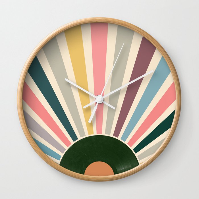 Record sun retro Wall Clock