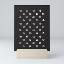 Silver Dots Modern Abstract Glam Foil Confetti Pattern Vintage Retro Black Mini Art Print