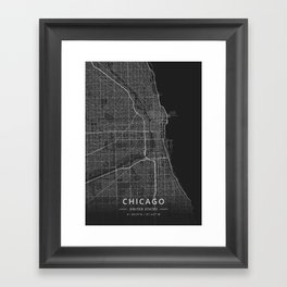 Chicago, United States - Dark Map Framed Art Print